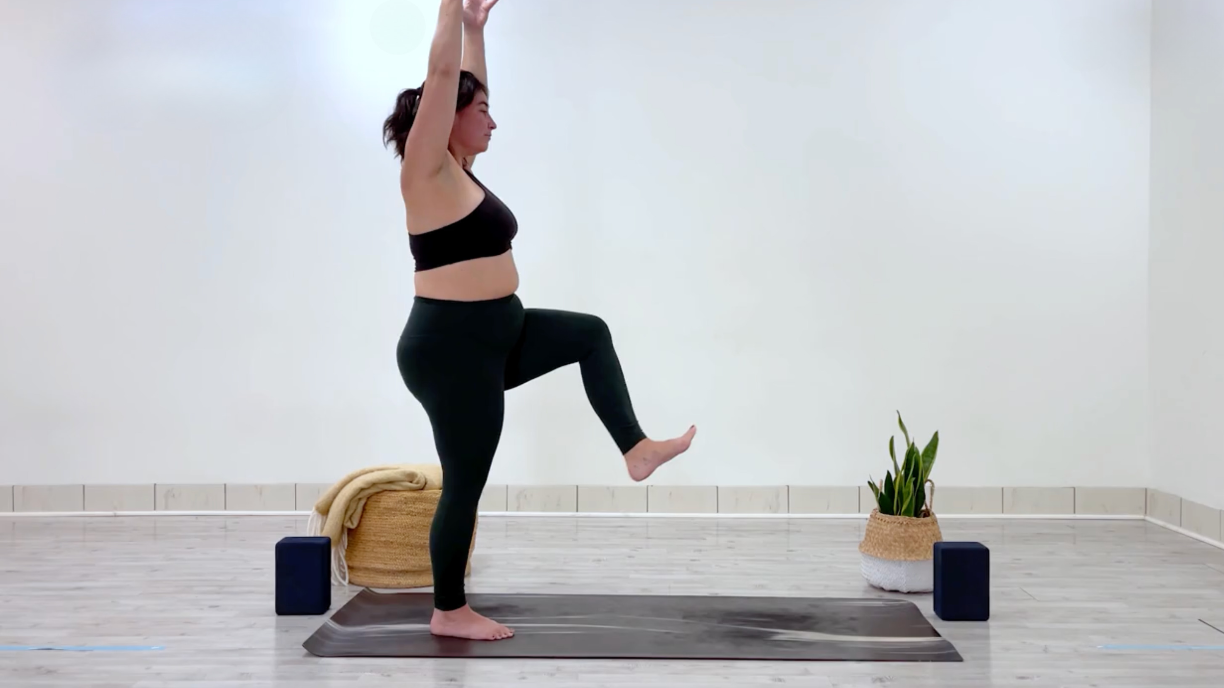 Yoga teacher Taylor Lorenz in Stork Pose, part of her yoga for balance practice